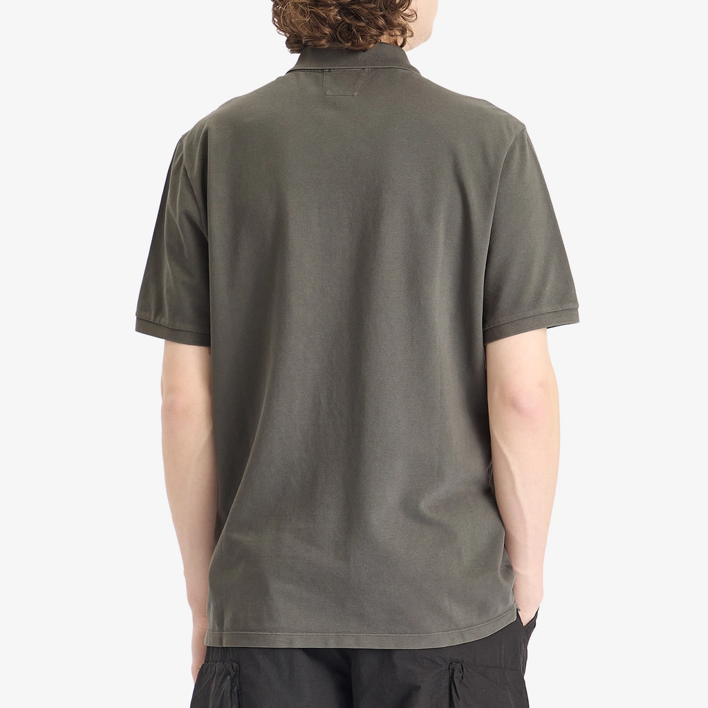 CP Company Men's Resist Dye Logo Polo Smoked Pearl